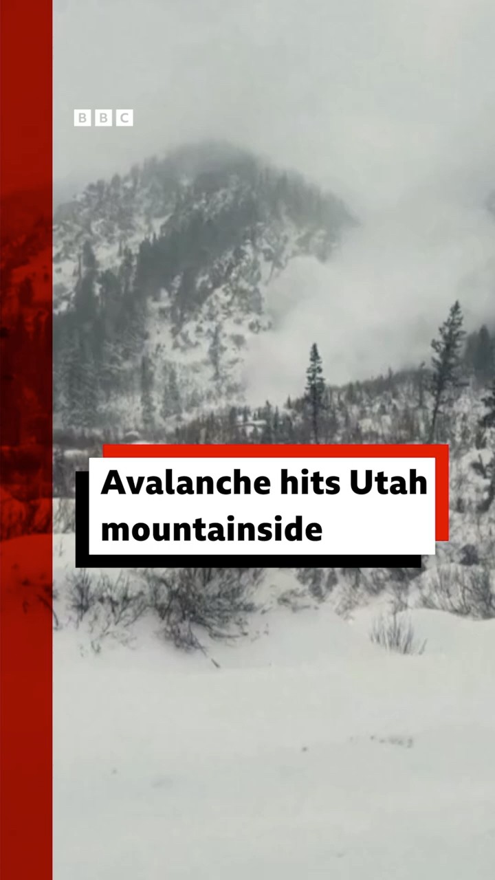 Avalanche hits Utah mountainside during winter storm. #Avalanche #US #Shorts #BBCNews