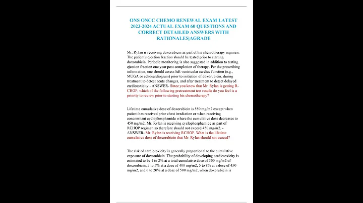 ONS ONCC CHEMO RENEWAL EXAM LATEST 2023 2024 ACTUAL EXAM 60 QUESTIONS AND CORRECT DETAILED ANSWERS W