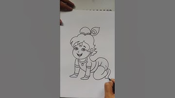 Quick simple and easy drawing of Cute little Krishna/ Little Krishna drawing step by step/Kanha