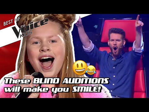 Top 10 | HAPPY & FUNNY Blind Auditions in The Voice Kids! 😃