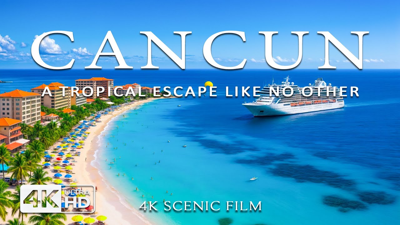[4K] Рай в Канкуне 2025 🌊 Потрясающие пляжи Карибского моря и живописные виды Azure Escape 4K