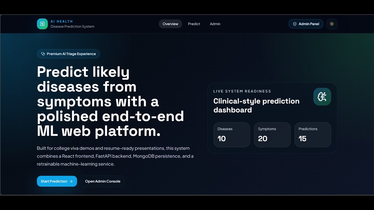 AI Disease Prediction System | AIML | Project | AI | ML| Python Project ...
