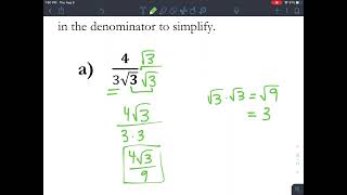Algebra 2 Radical Expressions Day 2 Notes Video