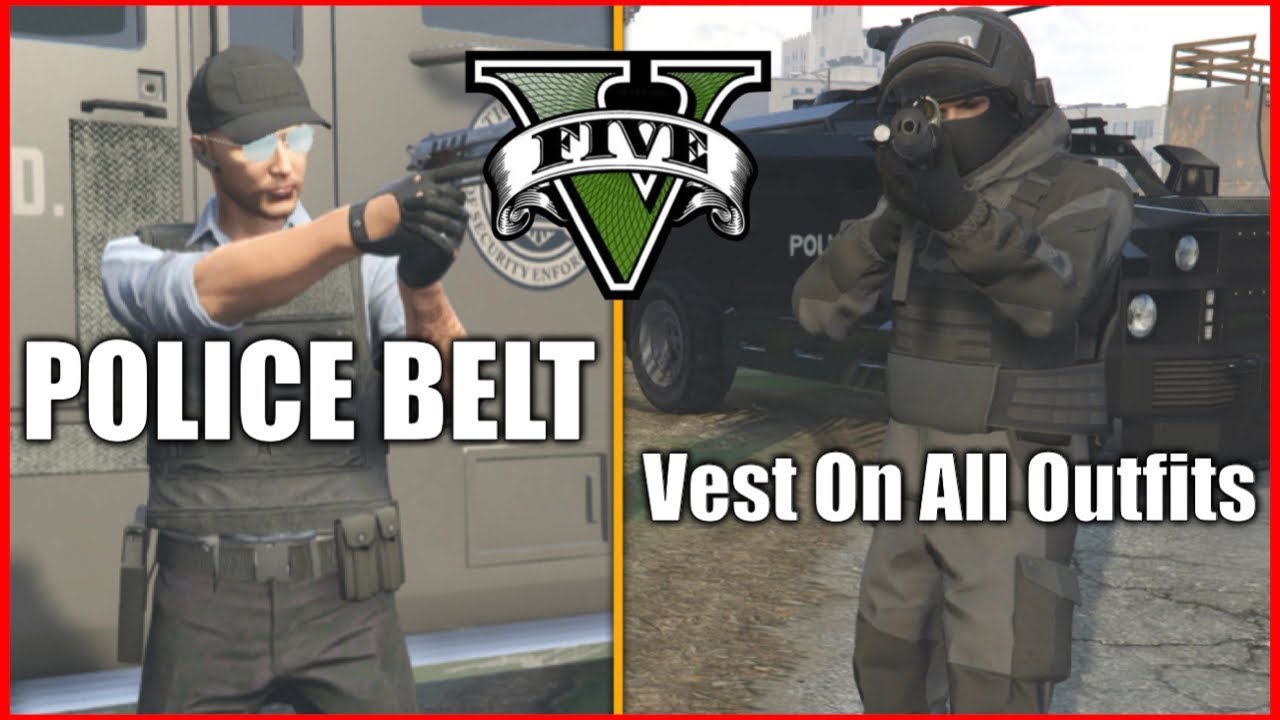 Gta V How To Get Police Belt Body Armor Vest On Any Outfit Casino Update Youtube - roblox medic with vest shirt