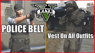 GTA V - How to get Police Belt & Body Armor Vest on any Outfit | Casino Update