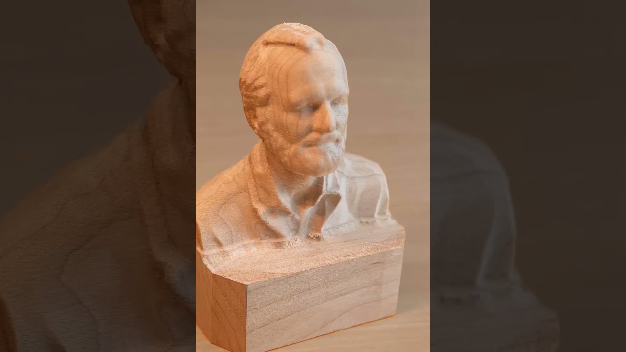 3D scan a head and CNC machine a wooden statue