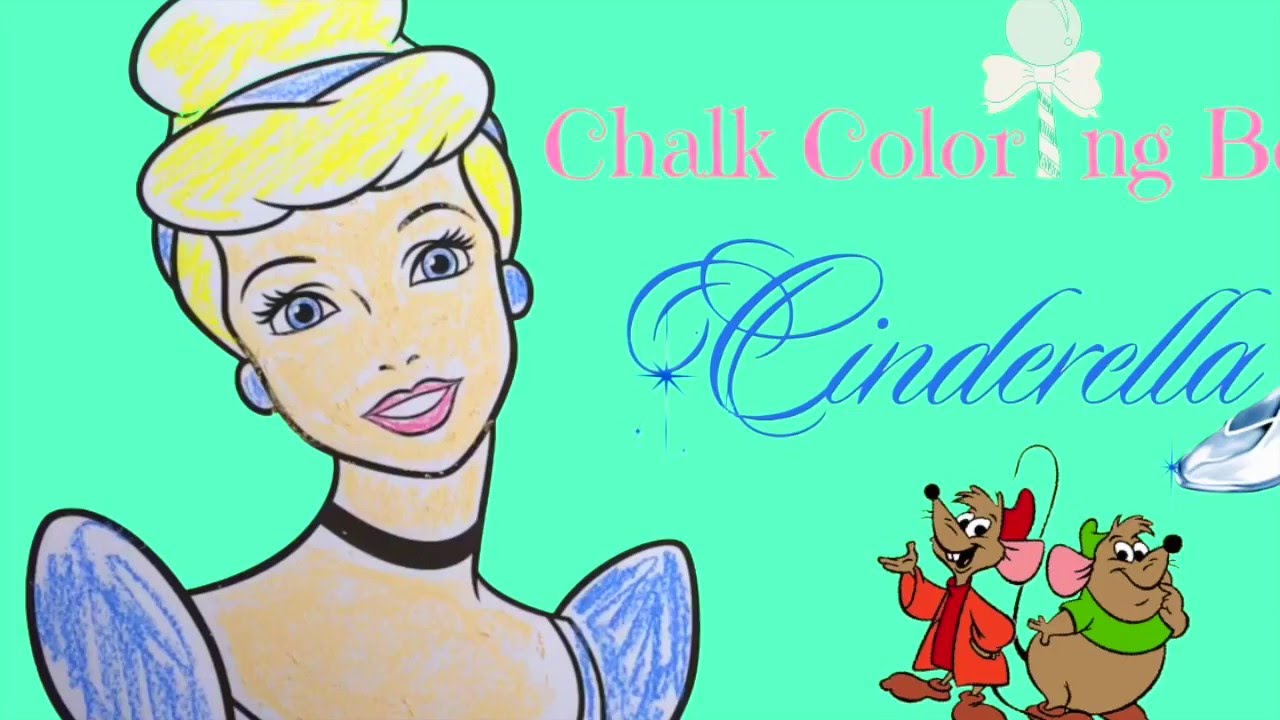Chalk Coloring Book: DIY  Color Disney Princess Cinderella With Chalk  |Speed Coloring