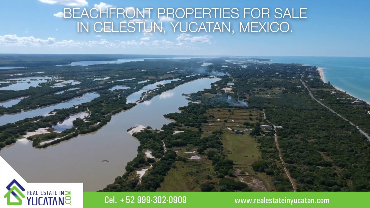 Celestun, Yucatan, Mexico. Beachfront Properties for sale. Second drone