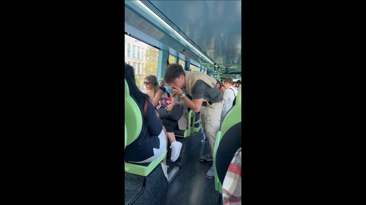 Lad Pretends To Be Sick To Get Seat On Tram In Hilarious Prank