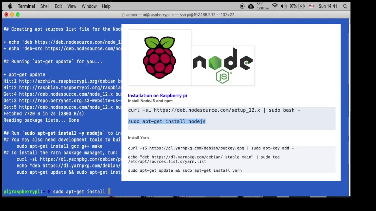 Raspberry pi NodeJS install