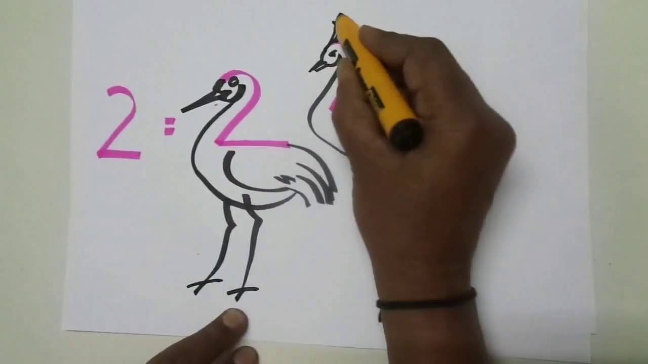 Drawing Techniques How To Draw Animals Using Numbers 2 And Letters Youtube