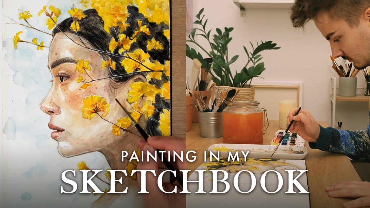 Painting in my Watercolor Sketchbook | Mini Art Vlog 🌱 - YouTube