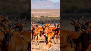 The Red Hartebeest’s Secret Weapon Against Predators! 🦁🦌 #redhartebeest #antelope
