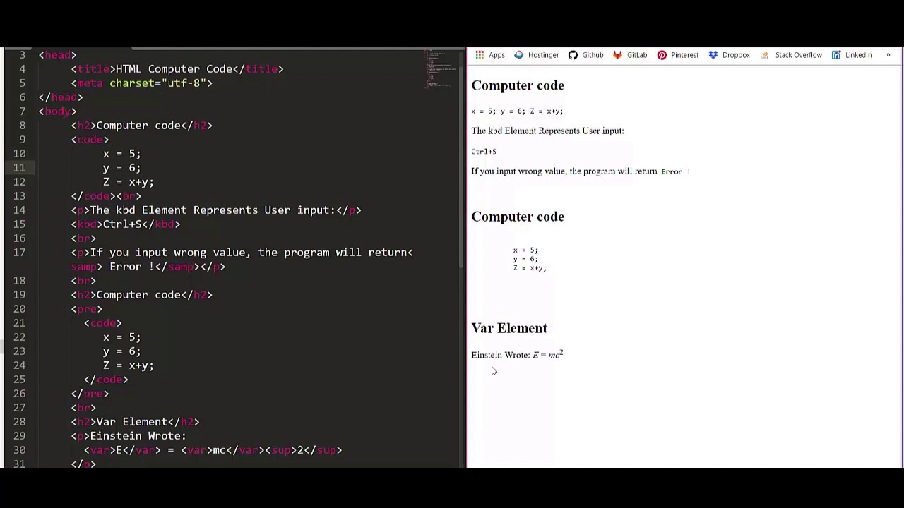 HTML COMPUTER CODE AND ENTITIES - YouTube