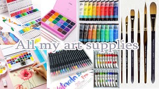 All My Art Supplies || Drawing Materials || Useful drawing materials || Farjana Drawing Academy