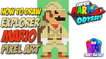 How to Draw Super Mario Odyssey - Explorer Mario - 8-Bit Mario Pixel Art Walkthrough