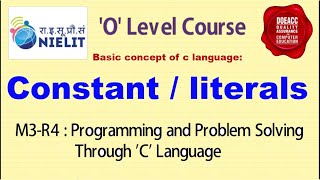 Constant | literal | What is constant | Doeacc 'O' Level | M3-R4 | C programming Language