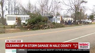 Cleaning up storm damage in Hale County