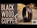 Making a Ring using Copper Wire and African Black Wood on a lathe