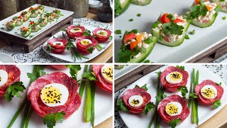 Blooming tomato and stuffed cucumber - a crispy and tasty snack for breakfast