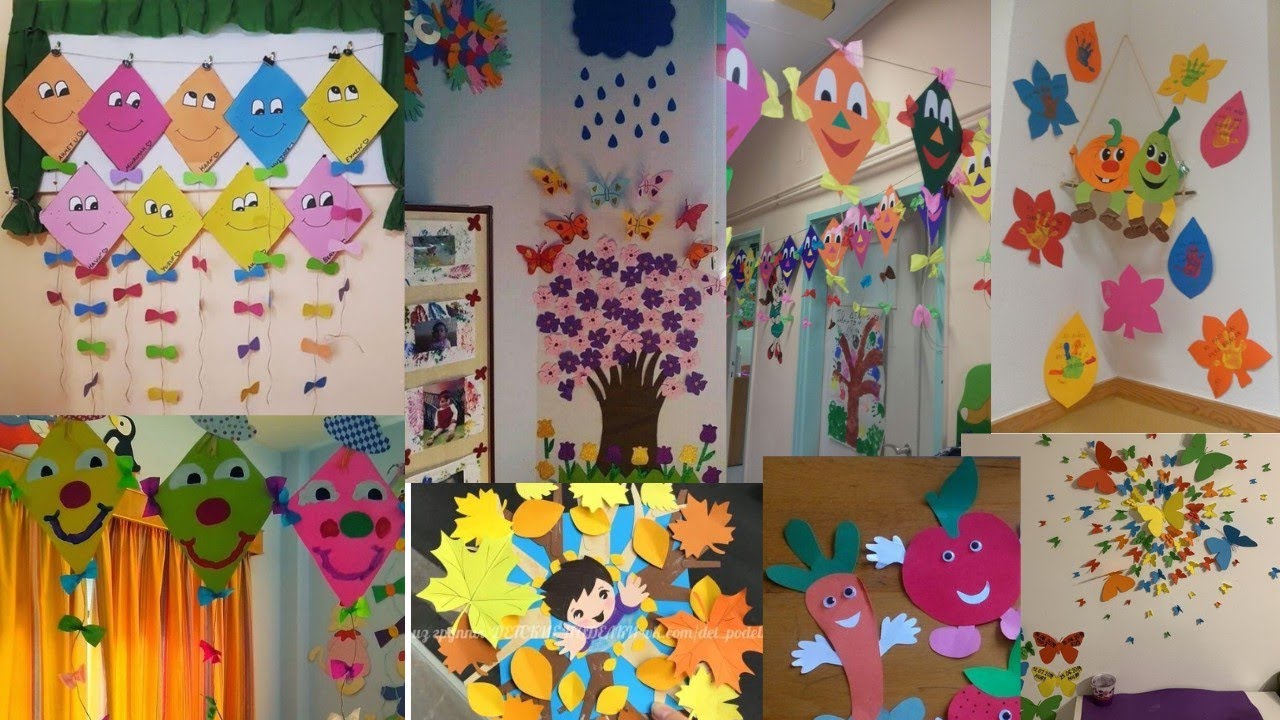 Preschool Paper Art decoration ideas/Classroom paper flowers decoration