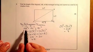 Surds - Squaring in Pythagoras Theorem Nat5 Hwk Q6 Expressions and Formulae