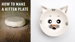 How to make a kitten ceramic plate | مراحل ساخت بشقاب سرامیکی طرح بچه گربه
