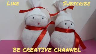 Diy snowman#handmade soft toys#Christmas craft ideas#no sew snowman#how to reuse old socks#trash toy screenshot 3