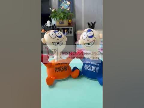 Poupée Anti-Stress - punch me - Jouet d'évent en peluche électrique - Bleu