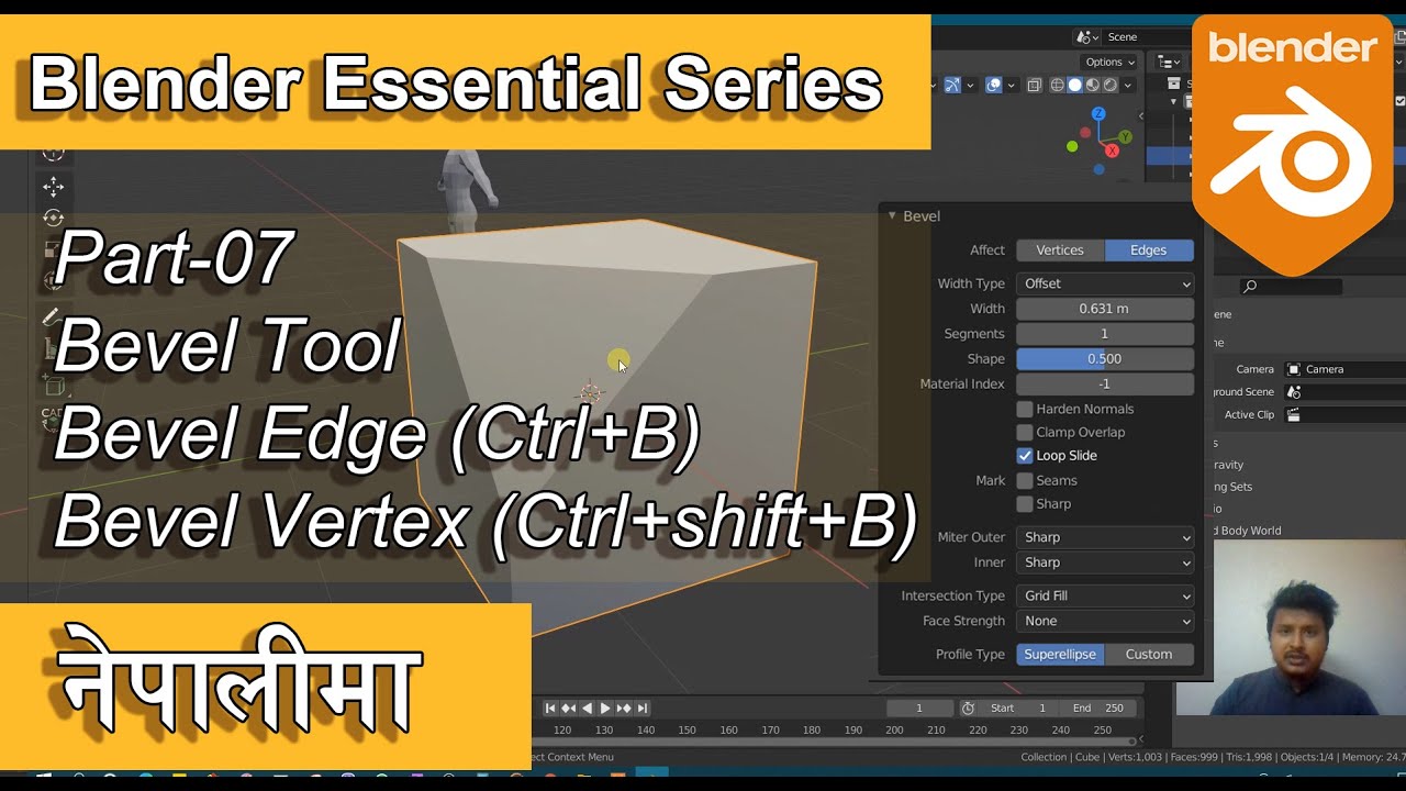 Part-07 | Bevel Tool in Blender | Blender Nepali Tutorial - YouTube
