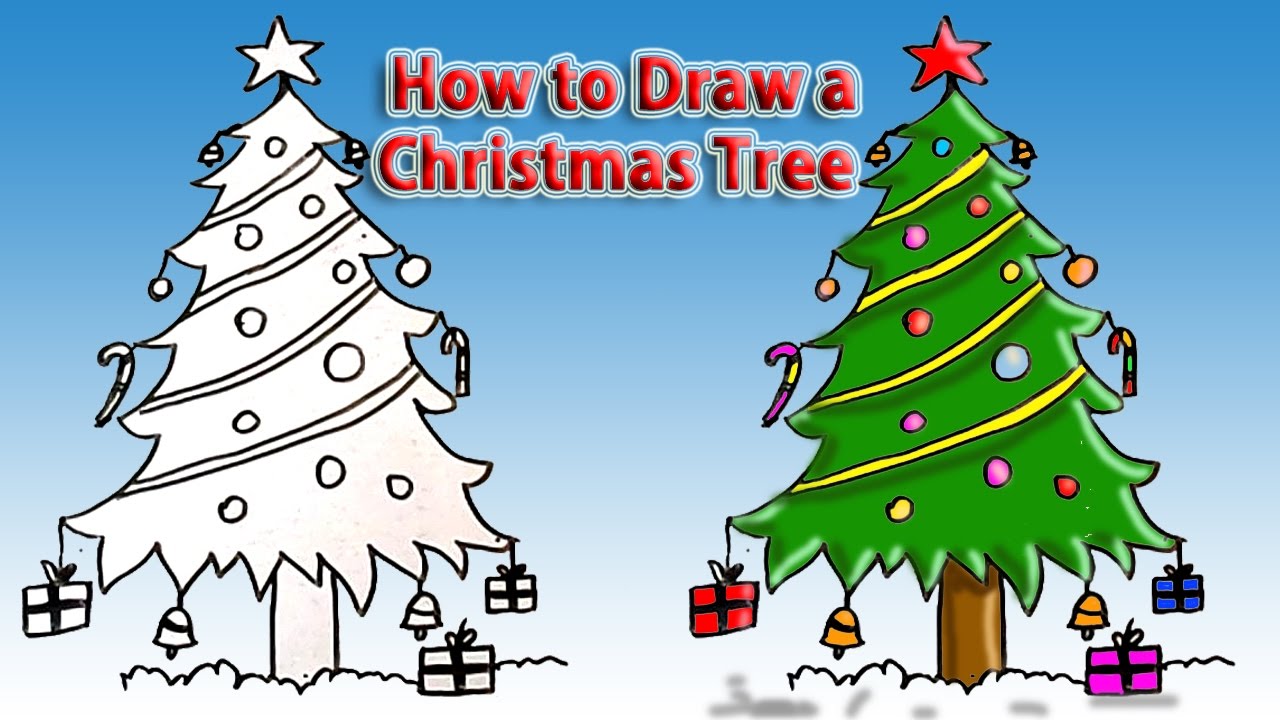 How to Draw Christmas Tree Simple Drawing Tutorial for Beginners | Easy