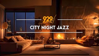 Late Night Jazz ASMR 🔥 Cozy Fireplace &amp; City Night Vibes