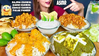 ASMR KADHI CHAWAL | RAJMA CHAWAL | PALAK PANEER | CHOLLE CHAWAL | INDIAN FOOD | MUKBANG | BIG BITES