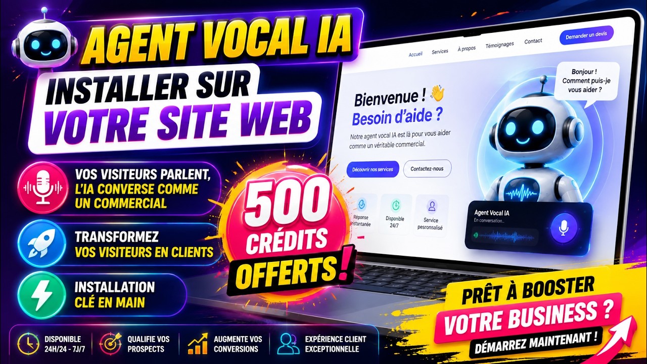 vais installer un agent vocal IA sur votre site web et il discutera avec vos visiteur 24h/24H 7j/7
