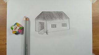 how to draw house(ঘর)  step by step draw for beginner//very easy way (2024)