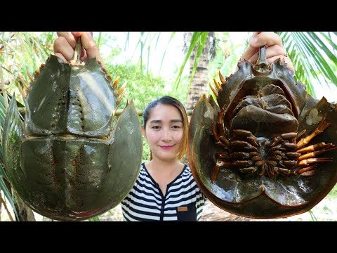 Yummy Horseshoe Crab Salad Cooking - Horseshoe Crab Cooking - Cooking With Sros