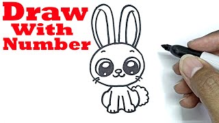 how to draw a bunny easy with number 0 drawing with number