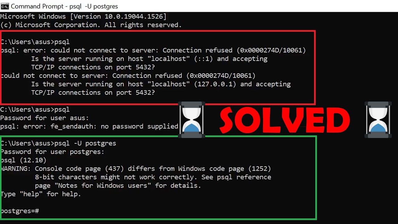 Localhost port 5432 failed. Connection_refused , -102. Connection refused. Psql Commands. Connection refused: connect.