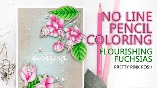 No Line Polychromos Coloring - Flourishing Fuchsias Card