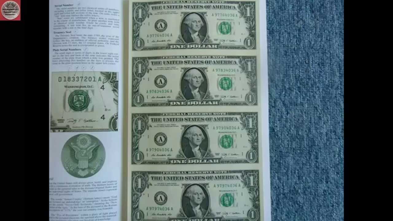 USA Dollar Bill UNCUT Sheet (US Treasury) YouTube