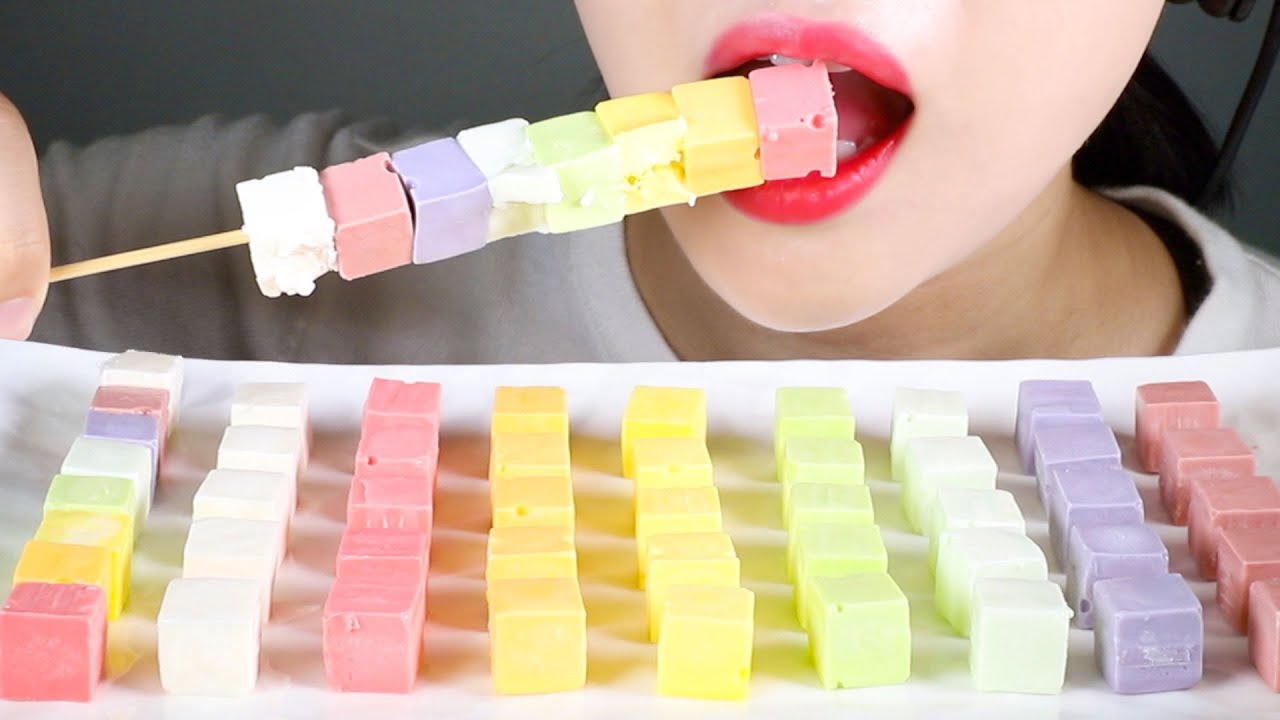 ASMR Rainbow Cube Cheese | Tingly Eating Sounds Mukbang