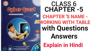 Class 6 chapter 5 working with table | Kips it book cyber Quest computer| With Questions answer