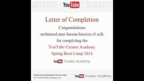 Egypt|YouTube Creator Academy June 2014 - Letter Of Completion