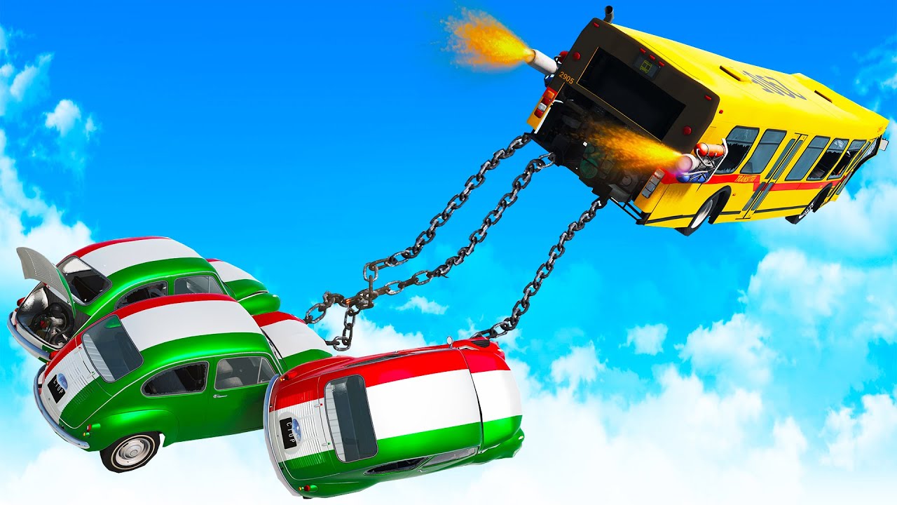 We Chained Tiny Cars to a Rocket Bus and Everything Broke in BeamNG Multiplayer!
