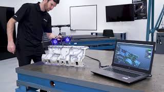 3D scanning of a shiny V8 intake manifold casting using the HandySCAN BLACK