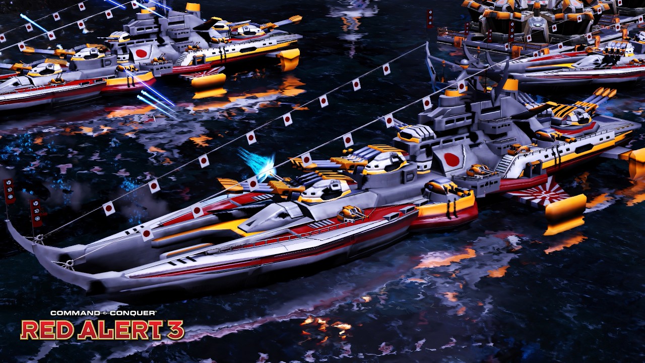 Red Alert 3 [мод Corona] - Империя Восходящего Солнца против 3 союзных наций. Безумный ИИ.