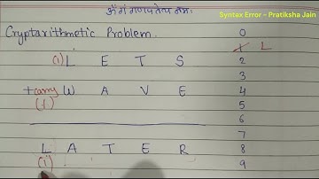 CryptArithmetic Problem in Artificial Intelligence | LETS + WAVE = LATER Solution | Pratiksha Jain