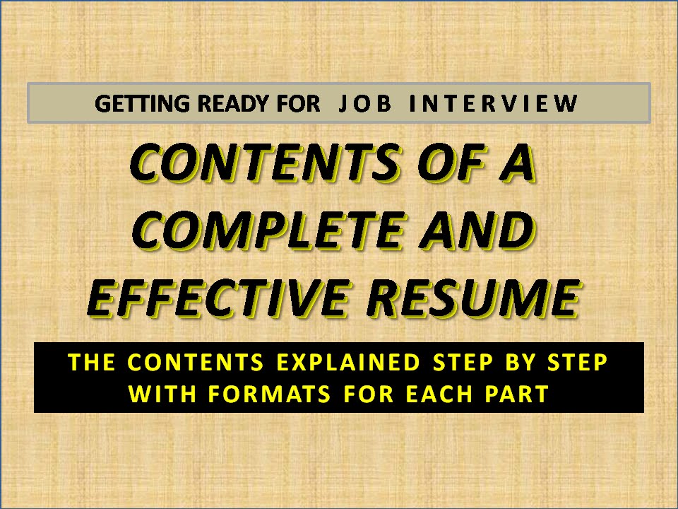 job interview contents of resume youtube