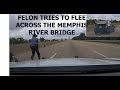ASP Traffic Stop - After PIT, driver tries to flee across the MEMPHIS / ARKANSAS River Bridge