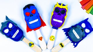 Ice cream mixed skullcap superheroes Batman, Superman, Thanos with clay 🧟 Polymer Clay Tutorial